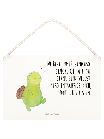 Mr. & Mrs. Panda Deko Schild Schildkröte Pfeifen mit Spruch in Weiß