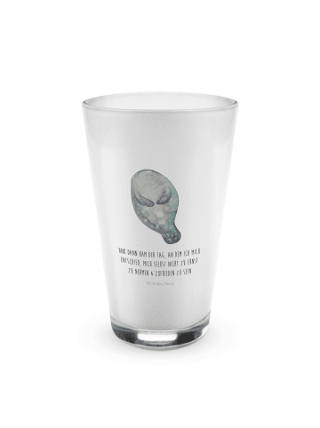 Mr. & Mrs. Panda Latte Macchiato Glas Seekuh Happy mit Spruch in Transparent