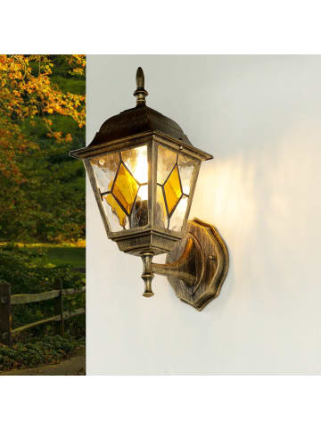 Licht-Erlebnisse Außen Wandlampe in Gold Antik