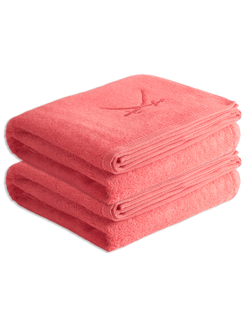 Sansibar 2er Badetuch-Set „Frottier-Kollektion Classic“, 90x180 cm in Koralle