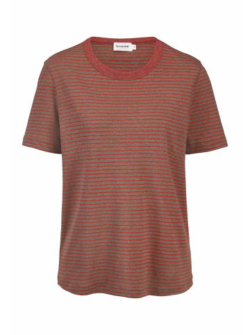Hessnatur Streifen T-Shirt Relaxed in mocca