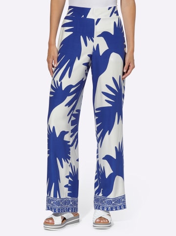 Heine Druckhose in royalblau-ecru-bedruckt