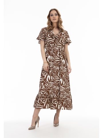 faina Damen Kleid - Zebraprint in Braun Weiss