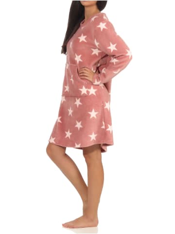 NORMANN Nachthemd Sterne weichem Coral Fleece - 51214 in rosa