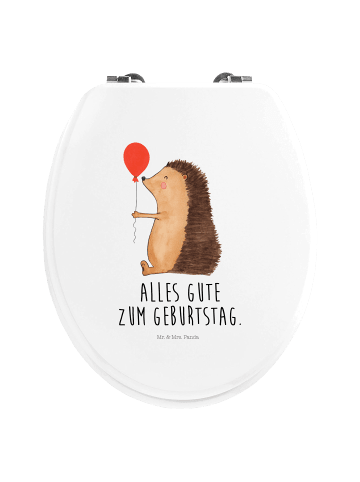 Mr. & Mrs. Panda Motiv WC Sitz Igel Luftballon mit Spruch in Weiß