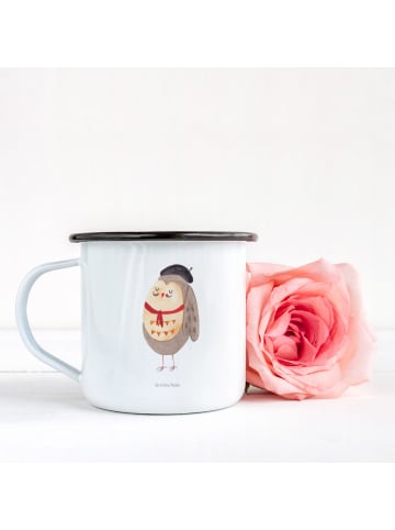 Mr. & Mrs. Panda XL Emaille Tasse Eule Frankreich ohne Spruch in Weiß