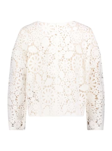 BETTY & CO Lochstrick-Pullover mit U-Boot-Ausschnitt in Rohweiß