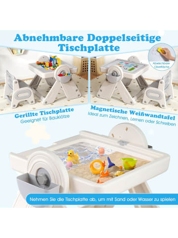COSTWAY 6 in 1 Kindertisch mit Stuhl ab 18 Monaten in Grau