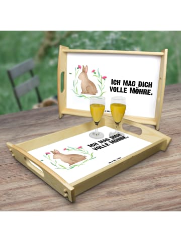 Mr. & Mrs. Panda Deko Tablett Hase Sitzen mit Spruch in Weiß