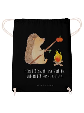 Mr. & Mrs. Panda Sportbeutel Igel Grillen mit Spruch in Schwarz