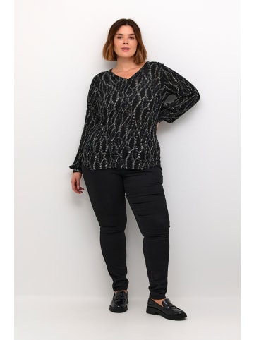 KAFFE curve Langarm-Bluse KCami in Black/Grey Graphic Simili