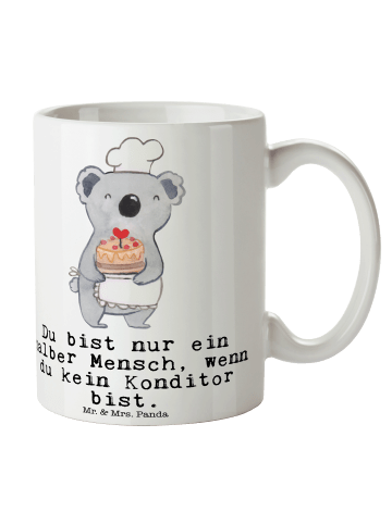 Mr. & Mrs. Panda Trinkbecher Konditor Herz mit Spruch in Weiß