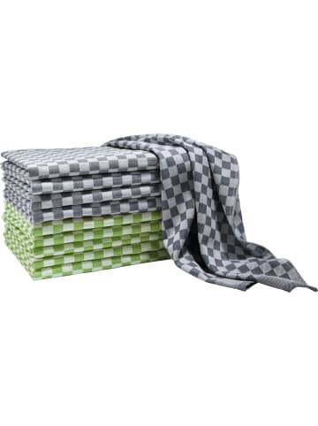 Erwin Müller Baumwolle, Jacquard Geschirrtuch 10er-Pack in grün/grau