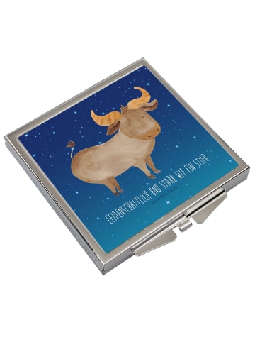 Mr. & Mrs. Panda Kleiner Spiegel Sternzeichen Stier mit Spruch in Sternenhimmel Blau