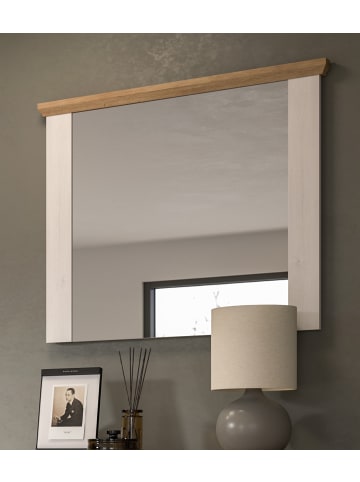 Inn.Furn Garderobenspiegel weiß Lärche, Eiche, 82 x 70 cm, Wandspiegel im Landhaus Stil