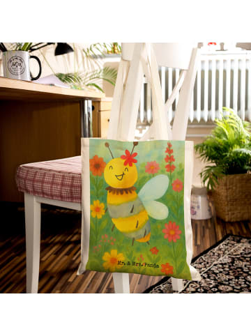 Mr. & Mrs. Panda Shopper Biene Blume Design ohne Spruch in Weiß