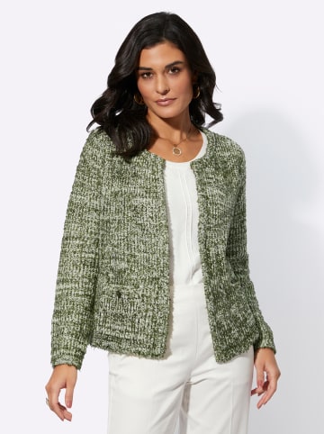 creation L Strickjacke in ecru-khaki-gemustert