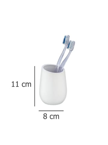 Wenko Zahnputzbecher aus Keramik BADI in Weiß, (B) 8 x (H) 11 x (L) 8 cm