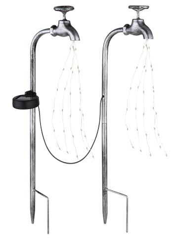 Globo lighting Solarleuchte "SOLARLEUCHTE METALL SILBERFARBEN, 60XLED" in silver