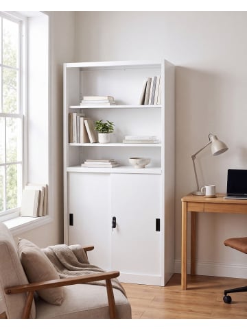 Beliani Büroschrank MUSCOVITE in Weiß/Schwarz - (W) 90 x (H) 185 x (L) 40 cm