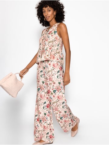 SASSYCLASSY Top mit Bindebändern und Blümchendruck in Beige