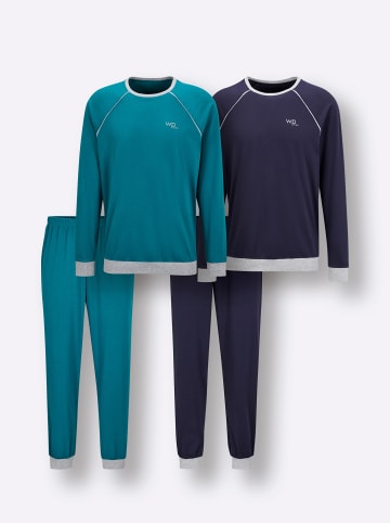 WITT WEIDEN Schlafanzüge in marine + aquapetrol