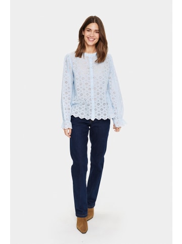 SAINT TROPEZ Langarm-Bluse IvetaSZ Gerade Passform in Chambray Blue