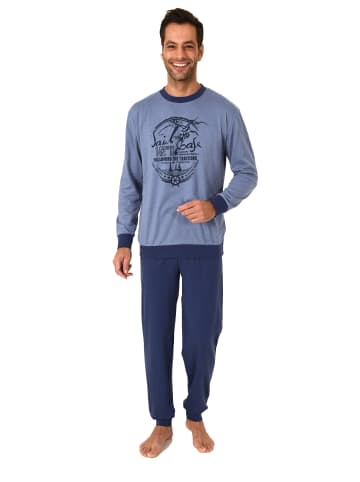 NORMANN Pyjama Schlafanzug langarm Bündchen - 70590 in blau
