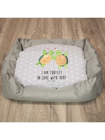 Mr. & Mrs. Panda Kuschelbett Schildkröten Paar mit Spruch in Grau Pastell