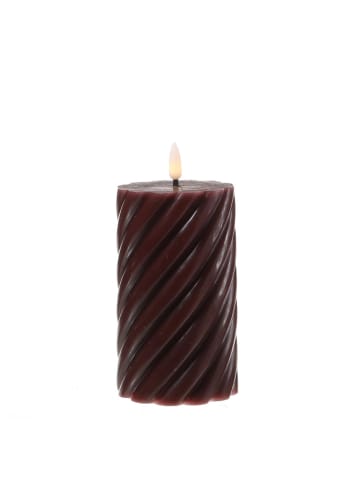 MARELIDA LED Kerze TWIST Echtwachs gedreht flackernd H: 15cm in rot