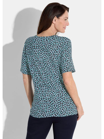 GOLDNER Shirt in marine / hellblau / türkis / gemustert