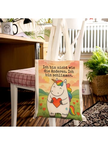 Mr. & Mrs. Panda Tasche Einhorn Herz Design mit Spruch in Weiß