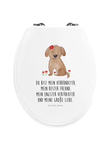 Mr. & Mrs. Panda Toilettendeckel Hund Dame mit Spruch in Weiß