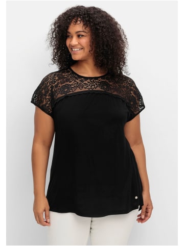 sheego Shirt mit Spitze in schwarz