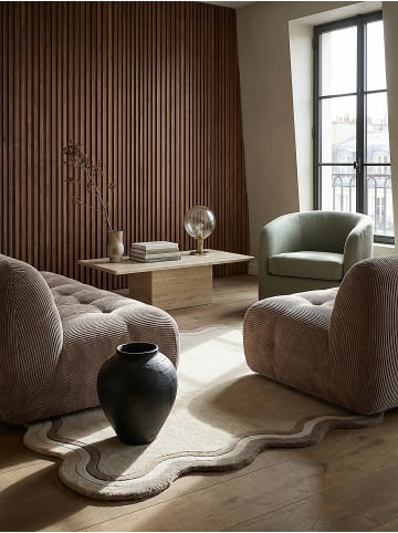 KADIMA DESIGN Wollteppich Kurzflor WINCH Bordüre Abstrakt Handgetuftet Naturfaser in Natur