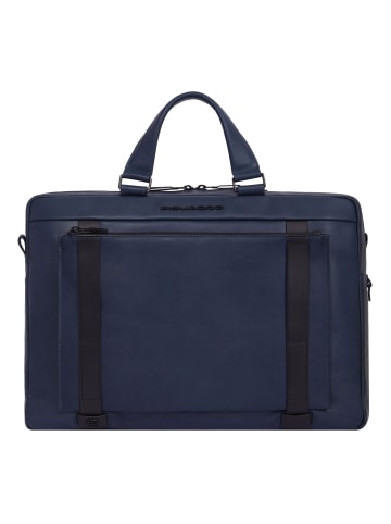 Piquadro David Aktentasche Leder 42 cm Laptopfach in blue