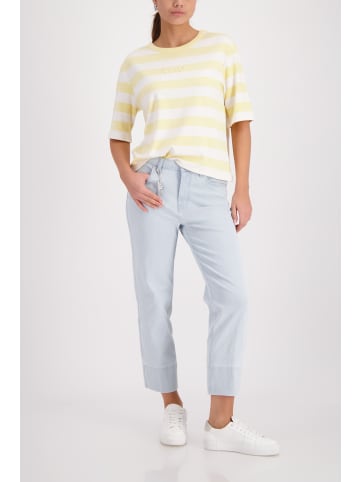 monari Sweatshirt mit modischen Streifen in Pastel Yellow Ringel