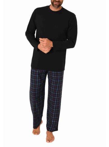 NORMANN Schlafanzug lang Pyjama Set Flanell Hose - 70933 in schwarz