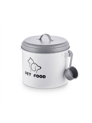 Futterbox "rund" in Weiß/ Grau - 5 l