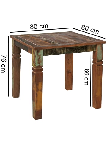 KADIMA DESIGN Esszimmertisch Massivholz | Mango Shabby, 80x80cm, 4 Personen, Holz in Beige