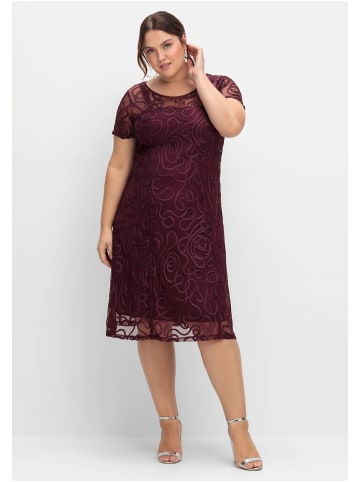 sheego Spitzenkleid in aubergine