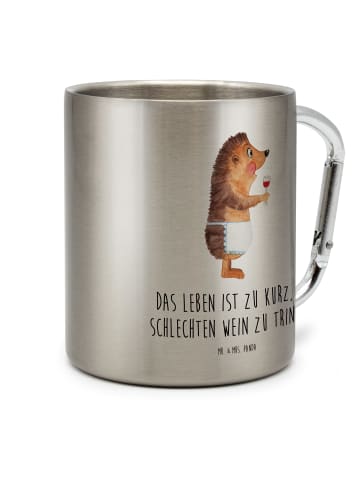Mr. & Mrs. Panda Becher Igel Wein mit Spruch in Silber