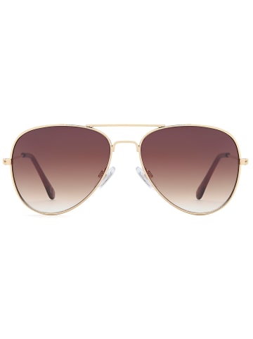 styleBREAKER Piloten Sonnenbrille in Gold / Braun Verlauf