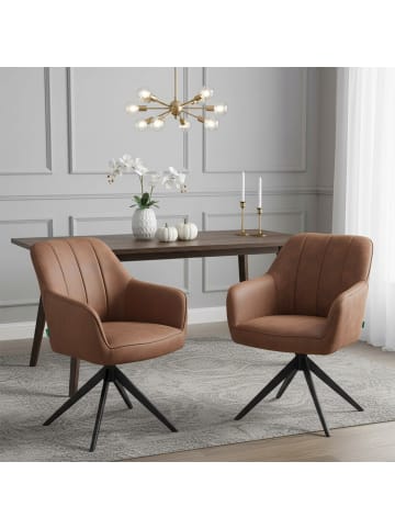 DUBI Möbel 2er-Set: Drehstuhl Mika-Timo in Braun - (B)60 x (H)87 x  (T)65 cm