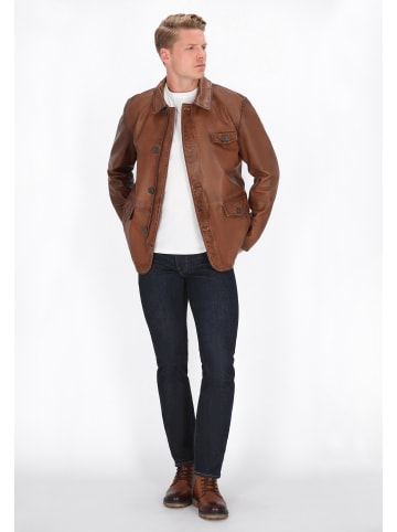 DreiMaster Men Leather Jacket in cognac