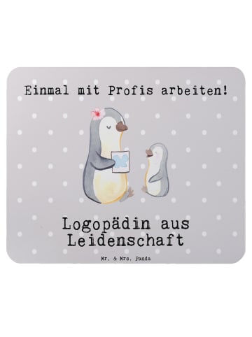 Mr. & Mrs. Panda Mousepad Logopädin Leidenschaft mit Spruch in Grau Pastell