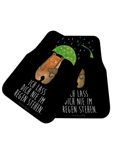 Mr. & Mrs. Panda Auto Fußmatte Bär Regenschirm mit Spruch in Schwarz