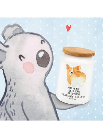 Mr. & Mrs. Panda keramikdose Corgi Po mit Spruch in Weiß