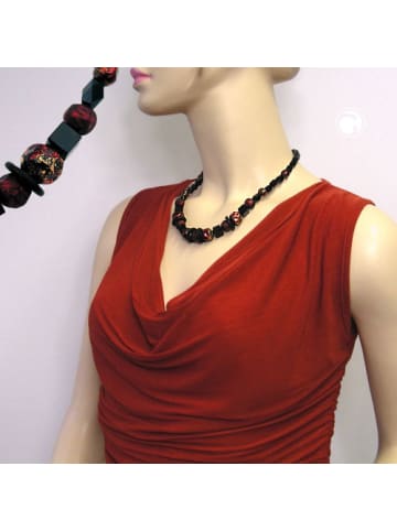 Gallay Kette Facettenperle schwarz, rot-lack in schwarz