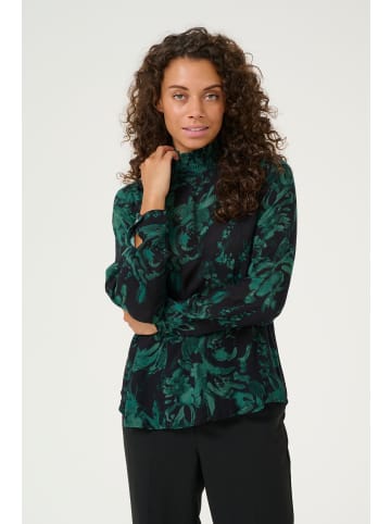 Kaffe Langarm-Bluse KAamber in Black/Green Painted Flower